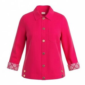 NWOT Chico’s Bi-Stretch Fuchsia 3/4 Fold Up Sleeves Jacket Size 4 US XXL